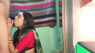 Newly Married Innocent Wife Sucking Husband Dick Stand Fucking Without Removing Sari