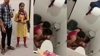 Indian petite girlfriend sex in restroom