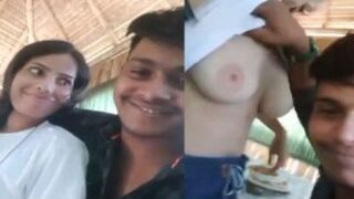 Indian Cute GF Shwoing Boobs in restaurant Viral MMS
