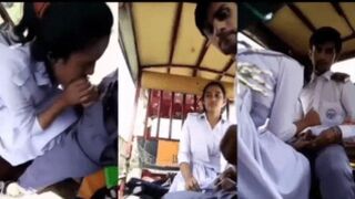 College Lovers Viral MMS GF Rides In Rickshaw Sucking Cock