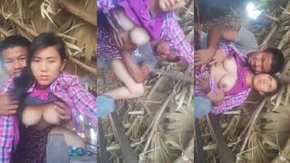 Assamese Girlfriend Boobs Press and Fucked By Lover in Oudoor Hut Desi Porn